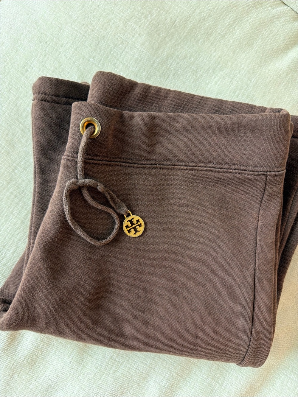 Tory Burch Brown women’s Drawstring Joggers with Gold Logo